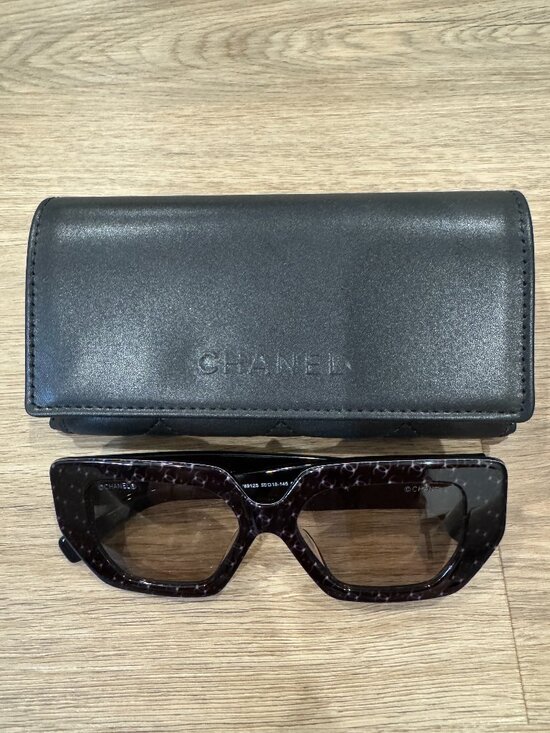CHANEL Accessories - CHANEL Oversized Square Sunglasses Black Purple 50mm